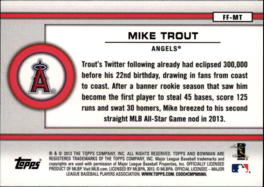 2013 Bowman Draft Future of the Franchise #MT Mike Trout back image
