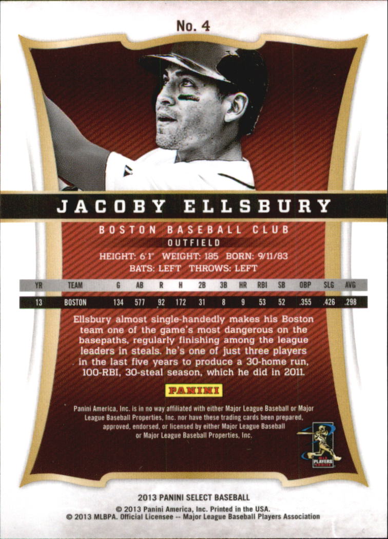 2013 Select #4 Jacoby Ellsbury back image
