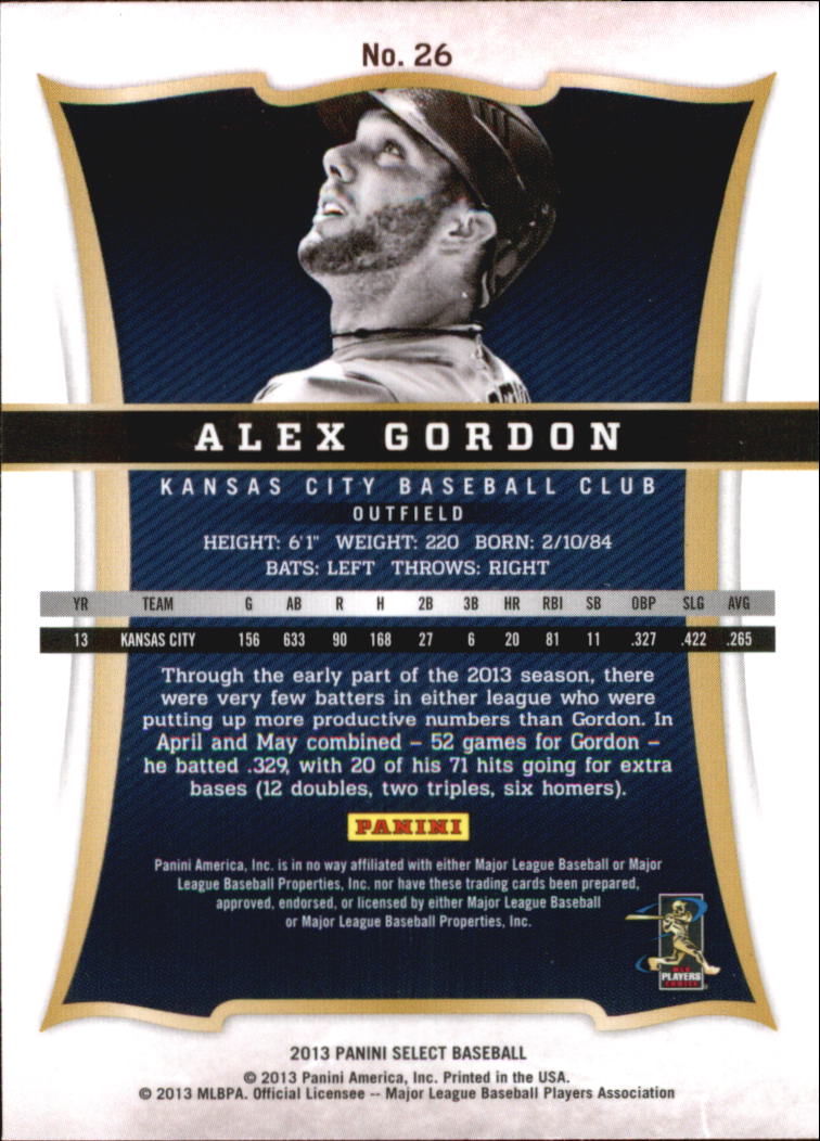 2013 Select #26 Alex Gordon back image
