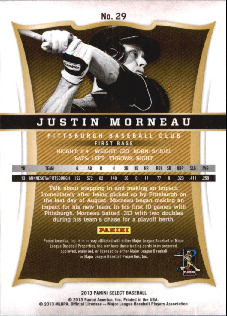2013 Select #29 Justin Morneau back image