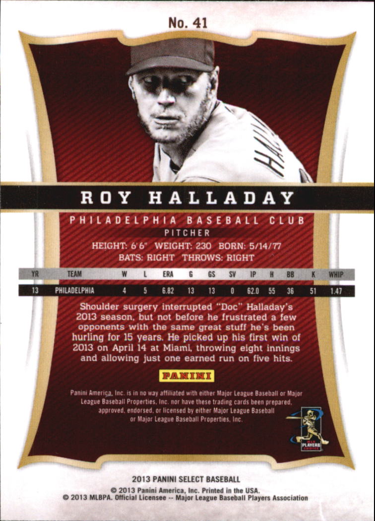 2013 Select #41 Roy Halladay back image