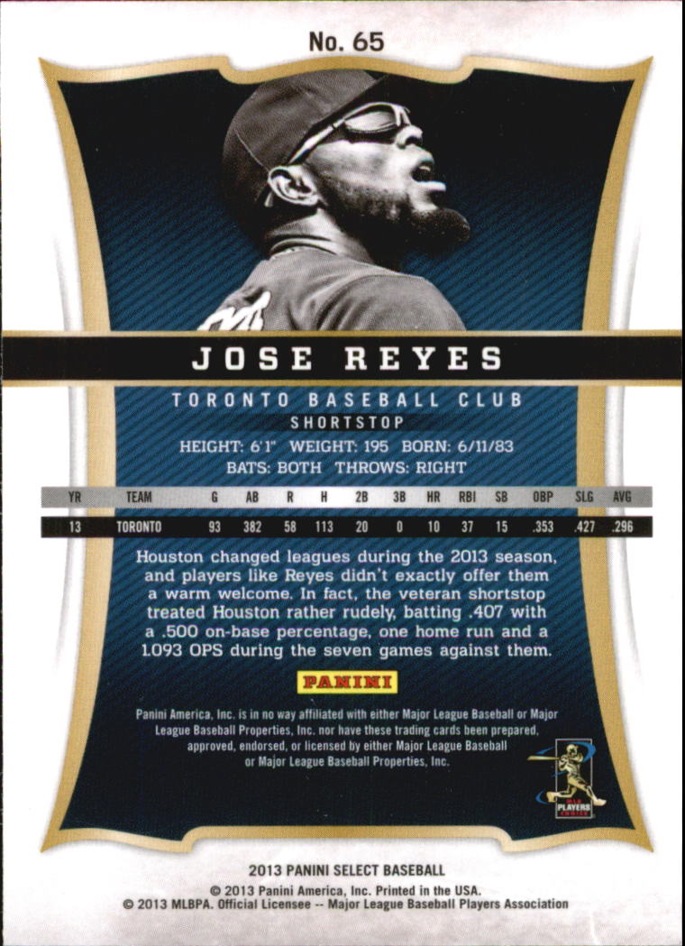 2013 Select #65 Jose Reyes back image