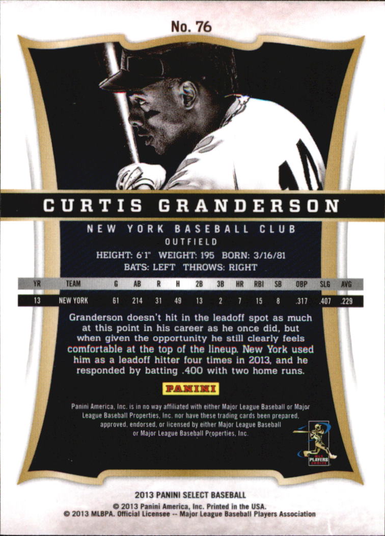 2013 Select #76 Curtis Granderson back image