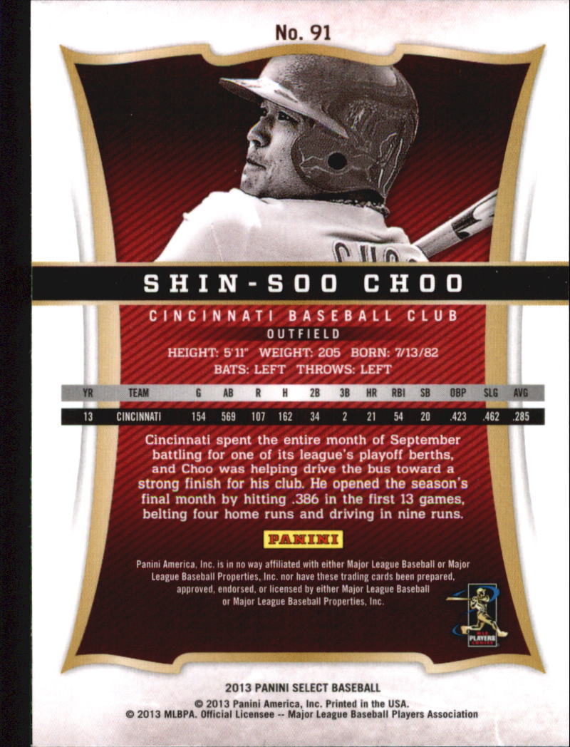 2013 Select #91 Shin-Soo Choo back image