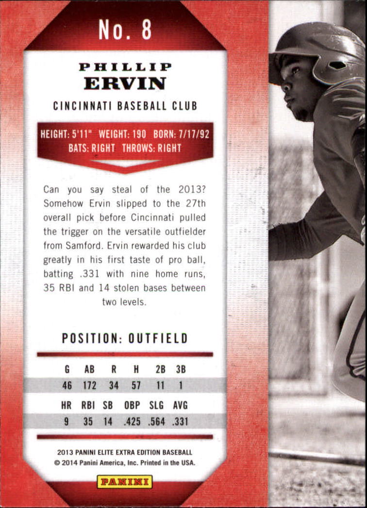 2013 Elite Extra Edition #8A Phillip Ervin/Red jersey back image