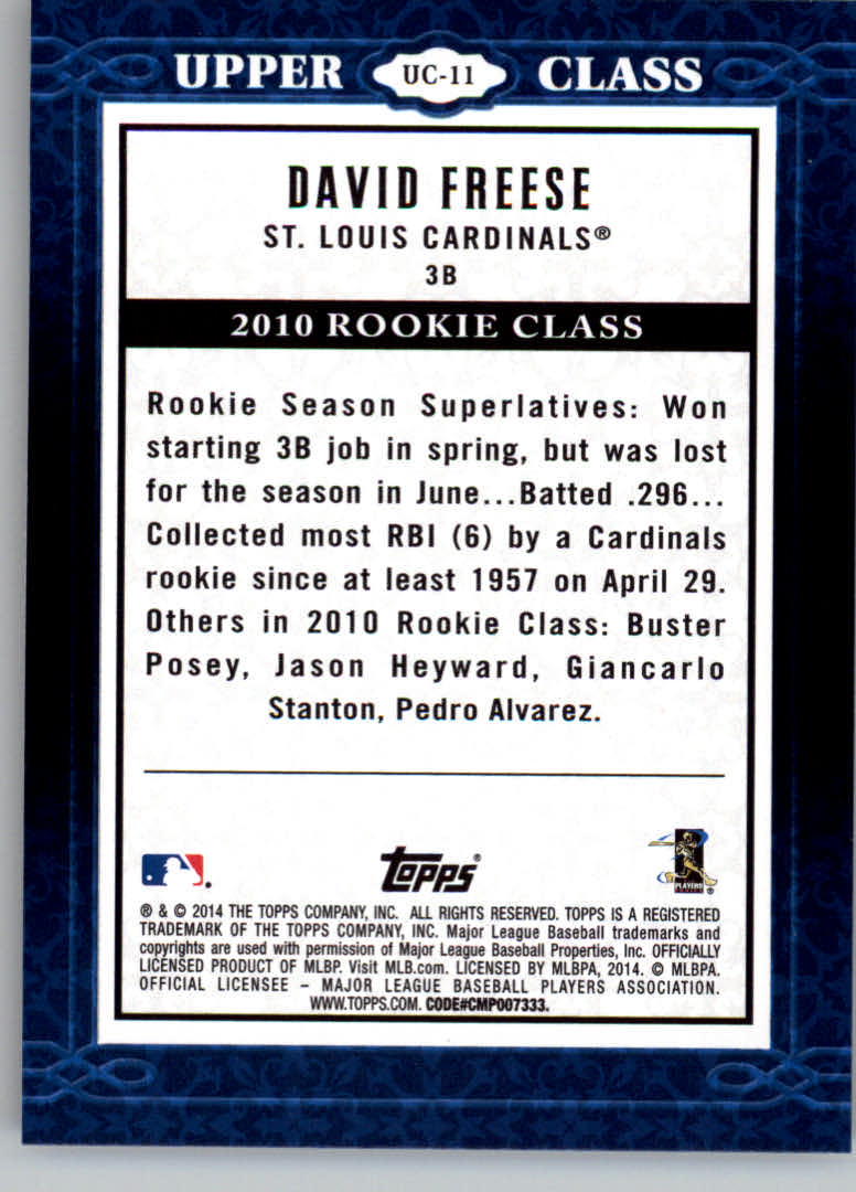 2014 Topps Upper Class #UC11 David Freese back image