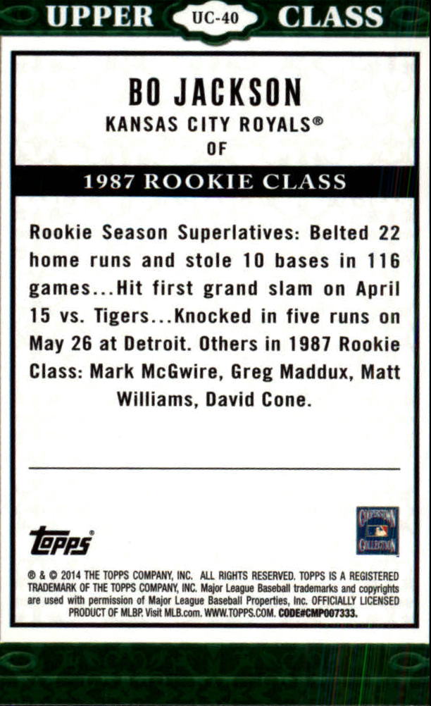 2014 Topps Upper Class #UC40 Bo Jackson back image