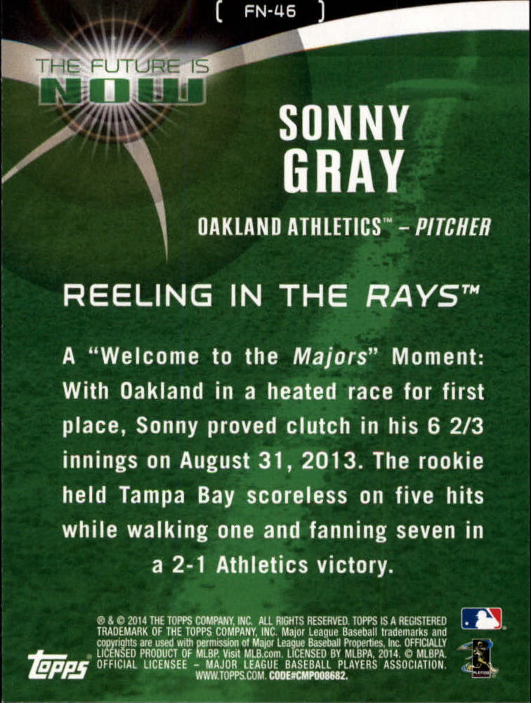 2014 Topps The Future is Now #FN46 Sonny Gray back image