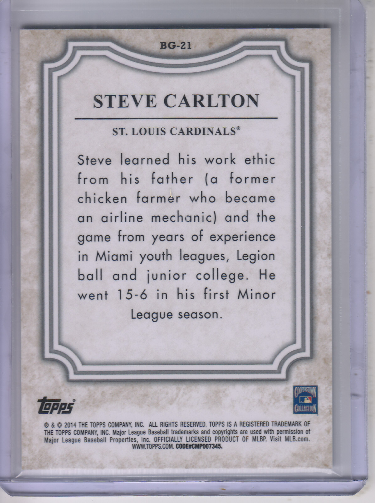 2014 Topps Before They Were Great #BG21 Steve Carlton back image