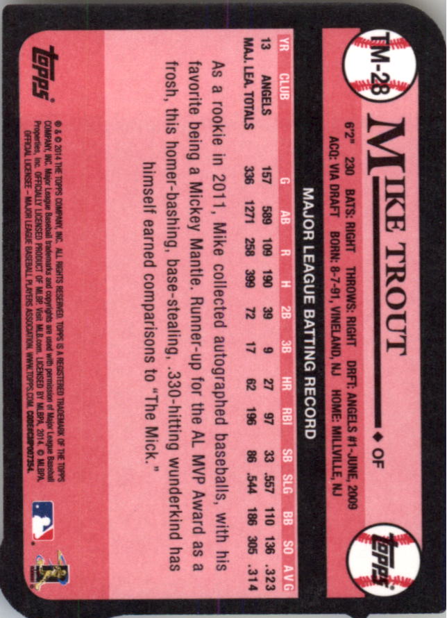 2014 Topps '89 Topps Die Cut Minis #TM28 Mike Trout back image