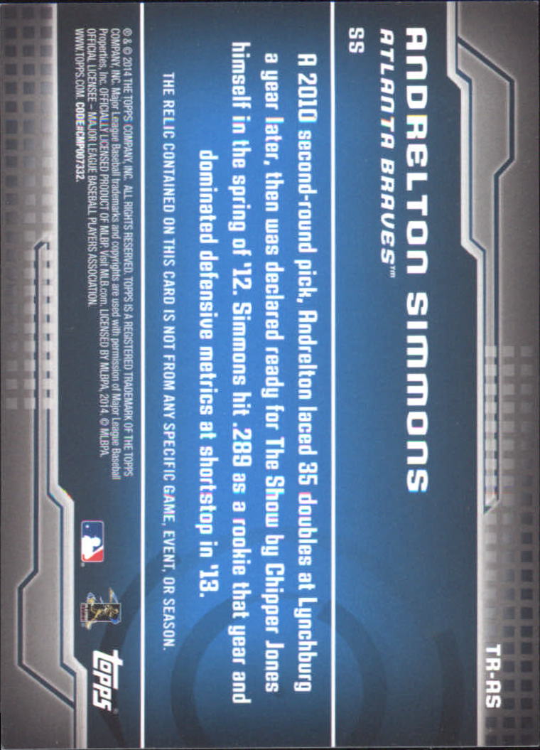 2014 Topps Trajectory Relics #TRAS Andrelton Simmons back image