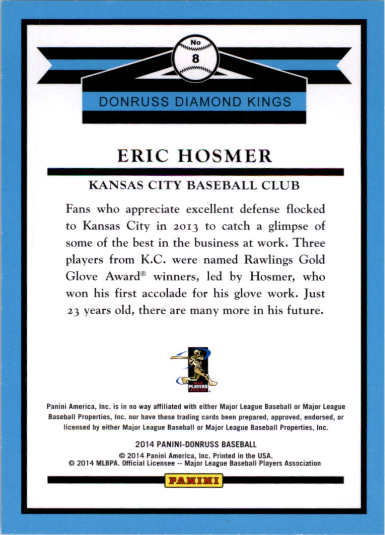 2014 Donruss Press Proofs Gold #8 Eric Hosmer DK back image