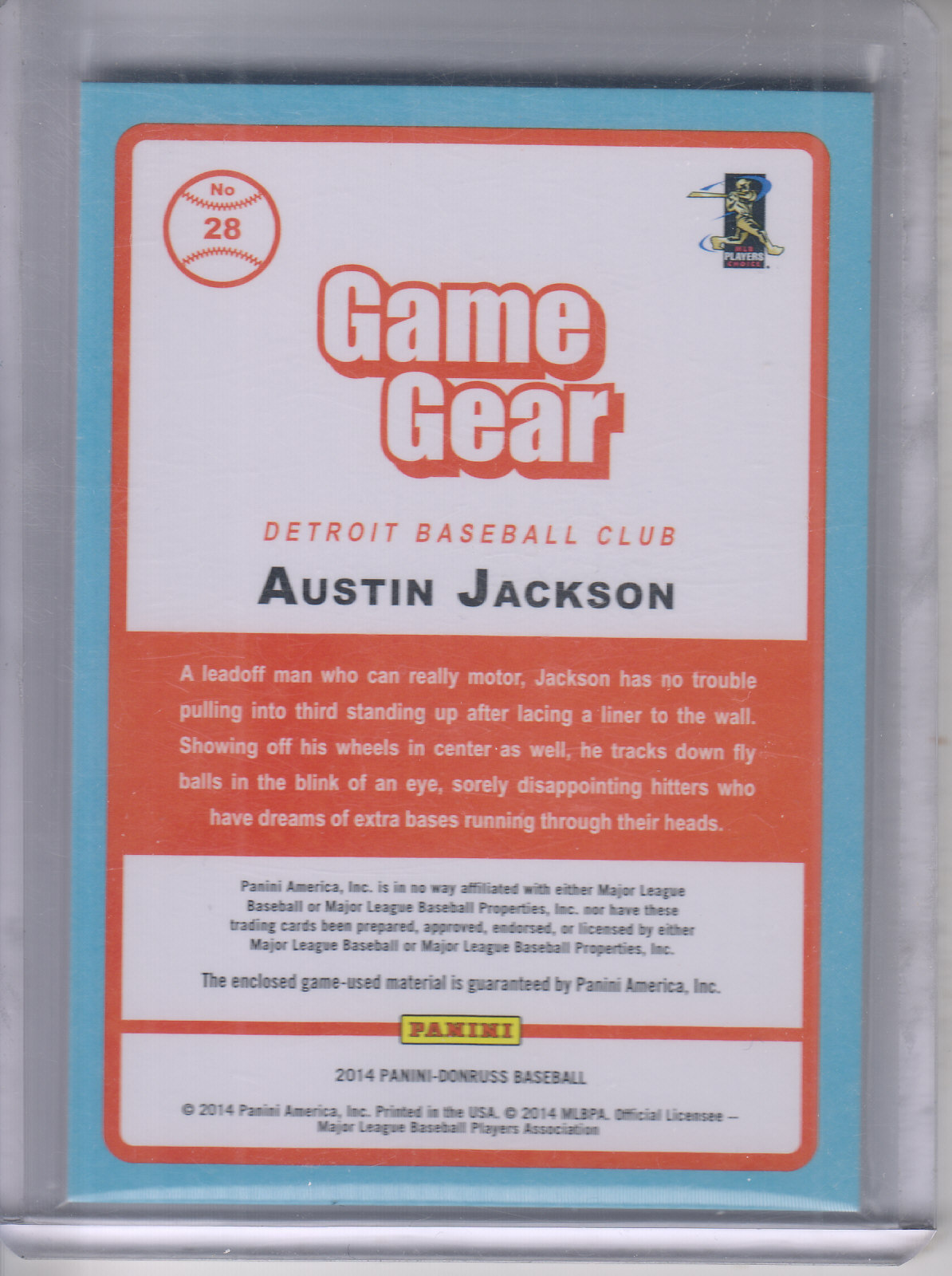2014 Donruss Game Gear #28 Austin Jackson back image