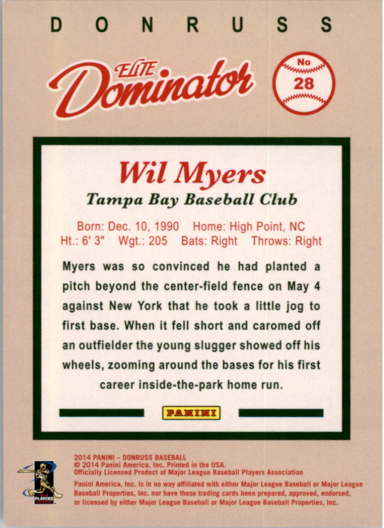 2014 Donruss Elite Dominator #28B Wil Myers back image