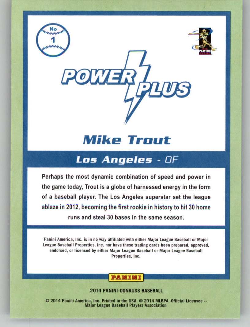 2014 Donruss Power Plus #1 Mike Trout back image