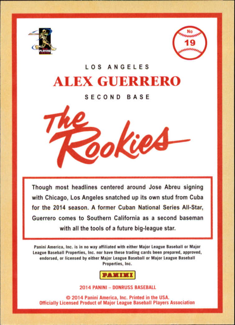 2014 Donruss The Rookies #19 Alex Guerrero back image