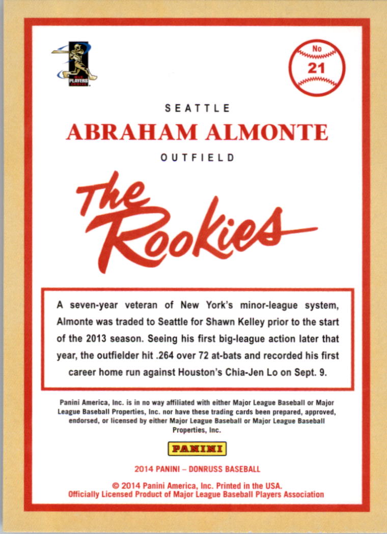 2014 Donruss The Rookies #21 Abraham Almonte back image