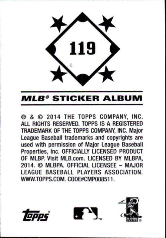 2014 Topps Stickers #119 Robinson Cano back image