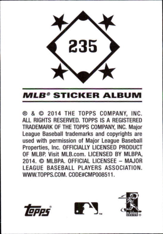 B0337- 2014 Topps Stickers Baseball Cards 201-314 -You Pick- 15+ FREE US SHIP - Picture 61 of 205