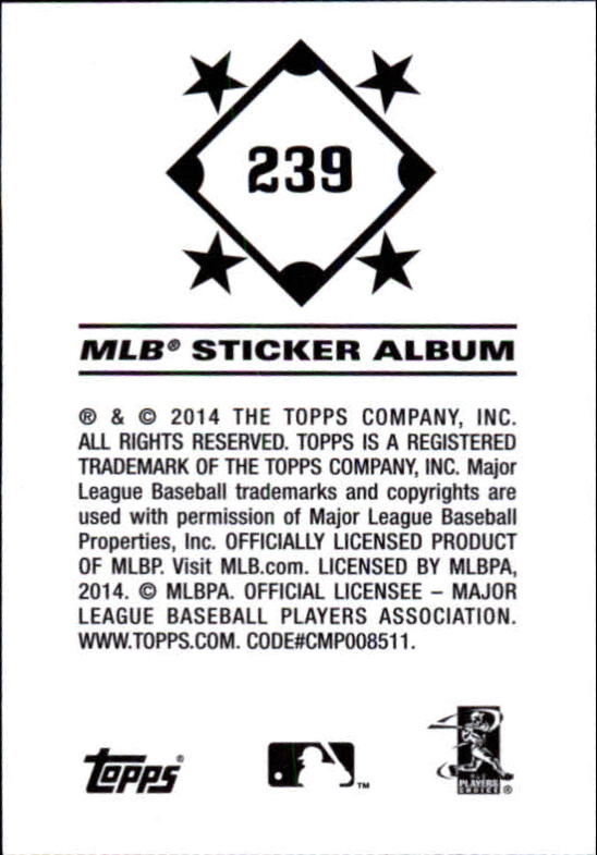 B0337- 2014 Topps Stickers Baseball Cards 201-314 -You Pick- 15+ FREE US SHIP - Picture 69 of 205