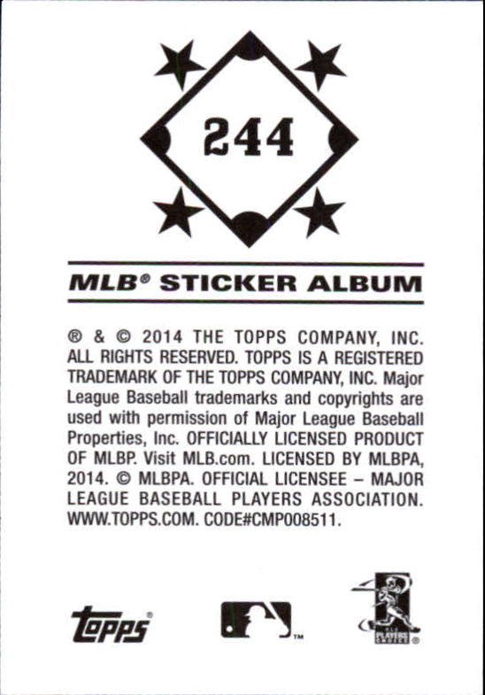 B0337- 2014 Topps Stickers Baseball Cards 201-314 -You Pick- 15+ FREE US SHIP - Picture 77 of 205