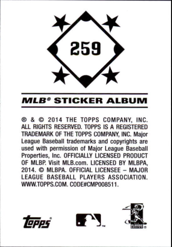 B0337- 2014 Topps Stickers Baseball Cards 201-314 -You Pick- 15+ FREE US SHIP - Picture 103 of 205