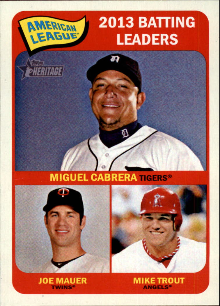 2014 Topps Heritage #1 Mike Trout/Joe Mauer/Miguel Cabrera