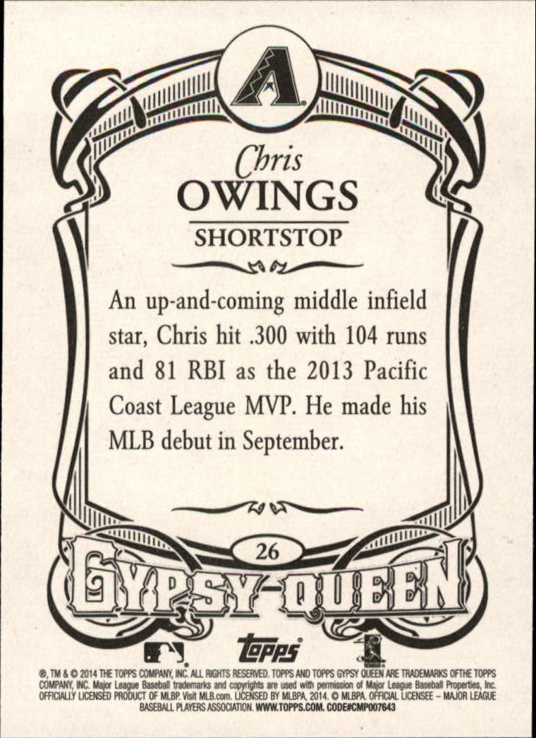 2014 Topps Gypsy Queen #26 Chris Owings RC back image