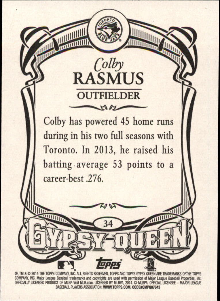 2014 Topps Gypsy Queen #34 Colby Rasmus back image