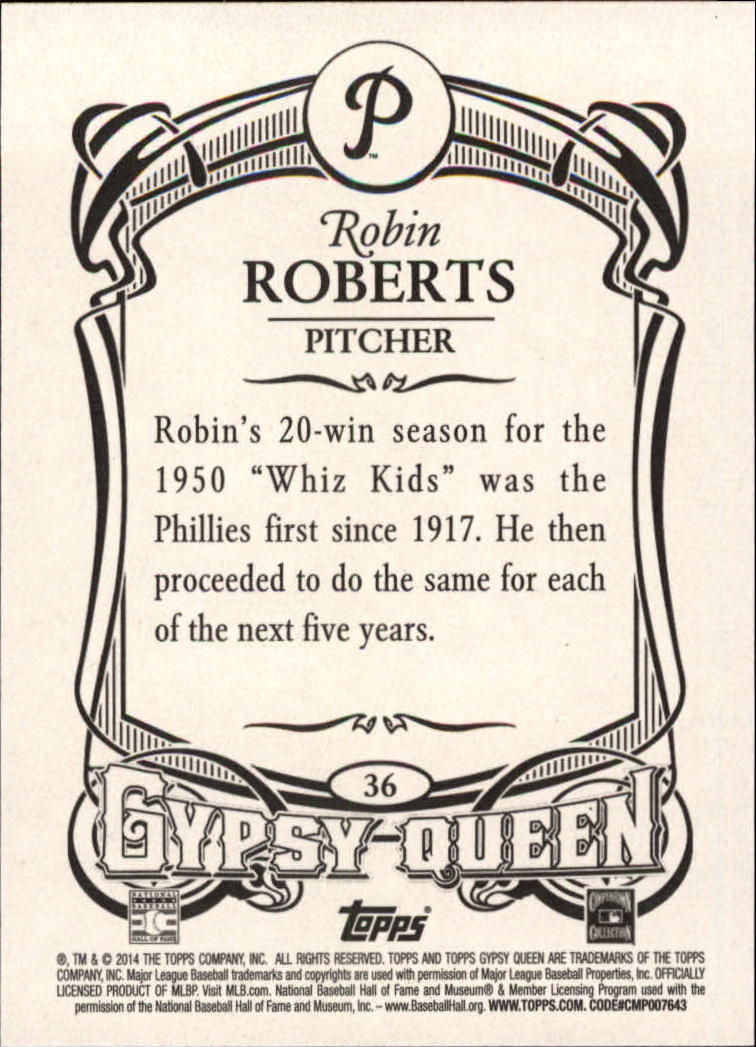 2014 Topps Gypsy Queen #36 Robin Roberts back image