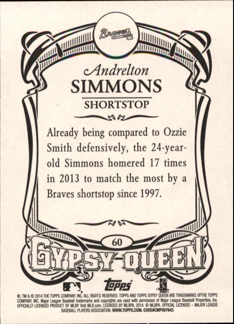 2014 Topps Gypsy Queen #60 Andrelton Simmons back image