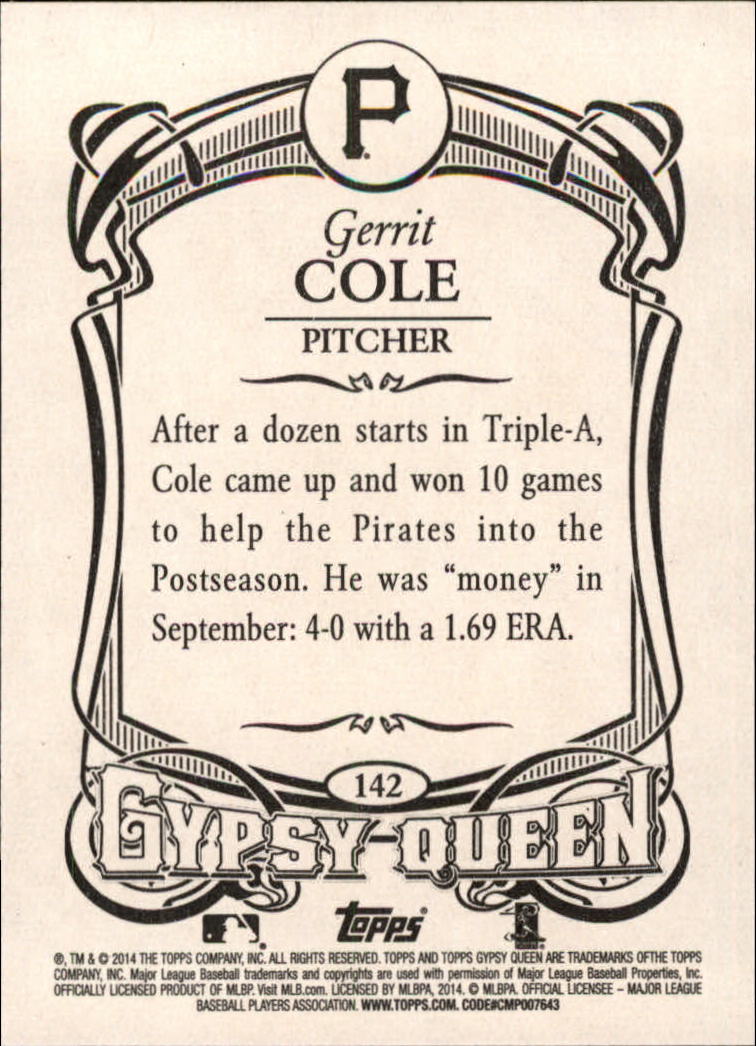 2014 Topps Gypsy Queen #142 Gerrit Cole back image
