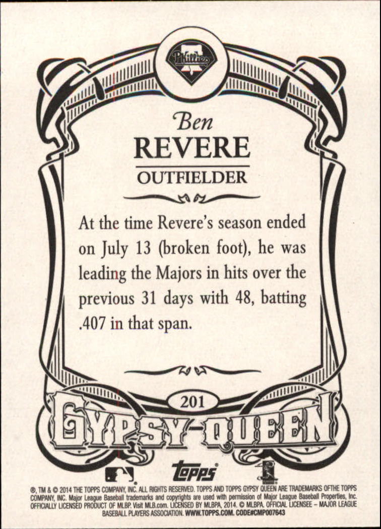 2014 Topps Gypsy Queen #201 Ben Revere back image