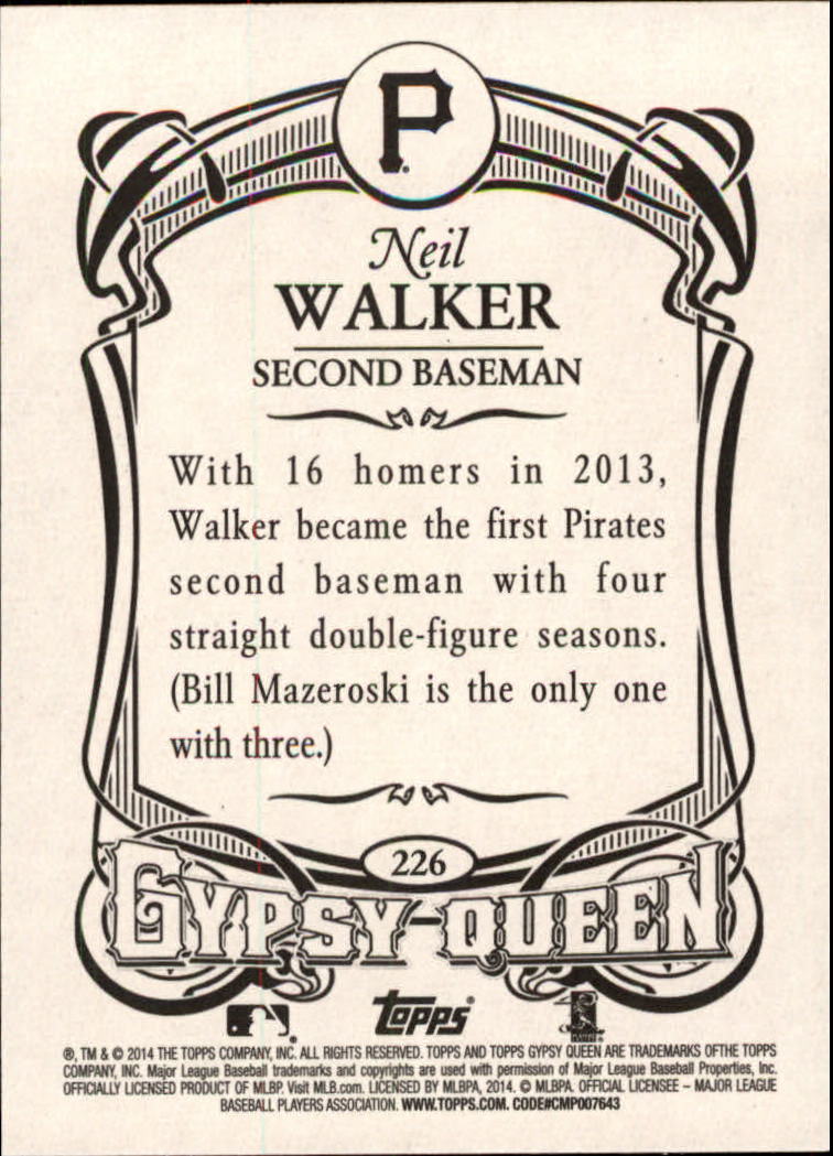 2014 Topps Gypsy Queen #226 Neil Walker back image