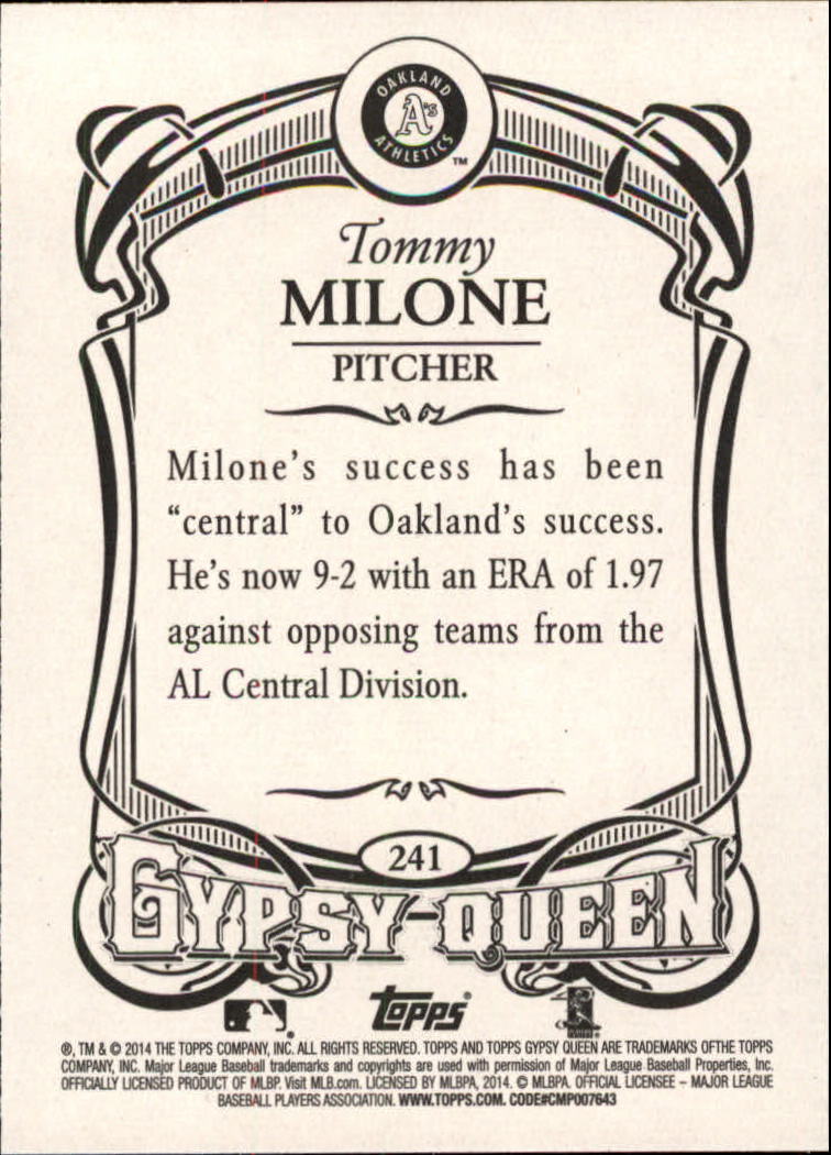 2014 Topps Gypsy Queen #241 Tommy Milone back image