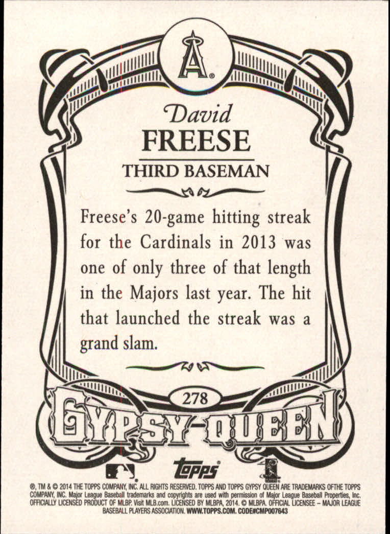 2014 Topps Gypsy Queen #278 David Freese back image
