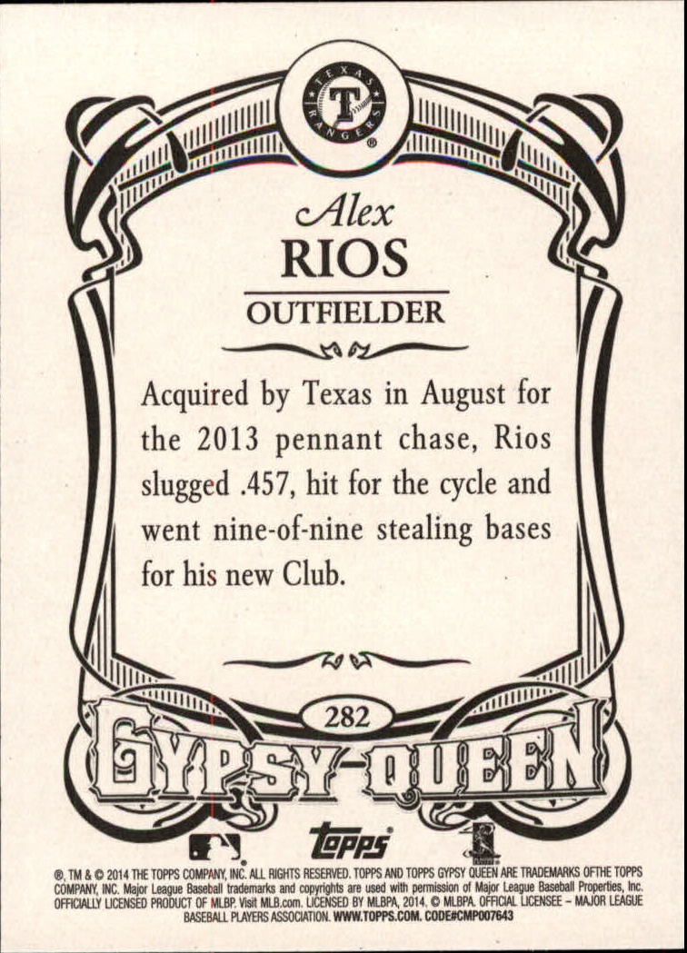 2014 Topps Gypsy Queen #282 Alex Rios back image