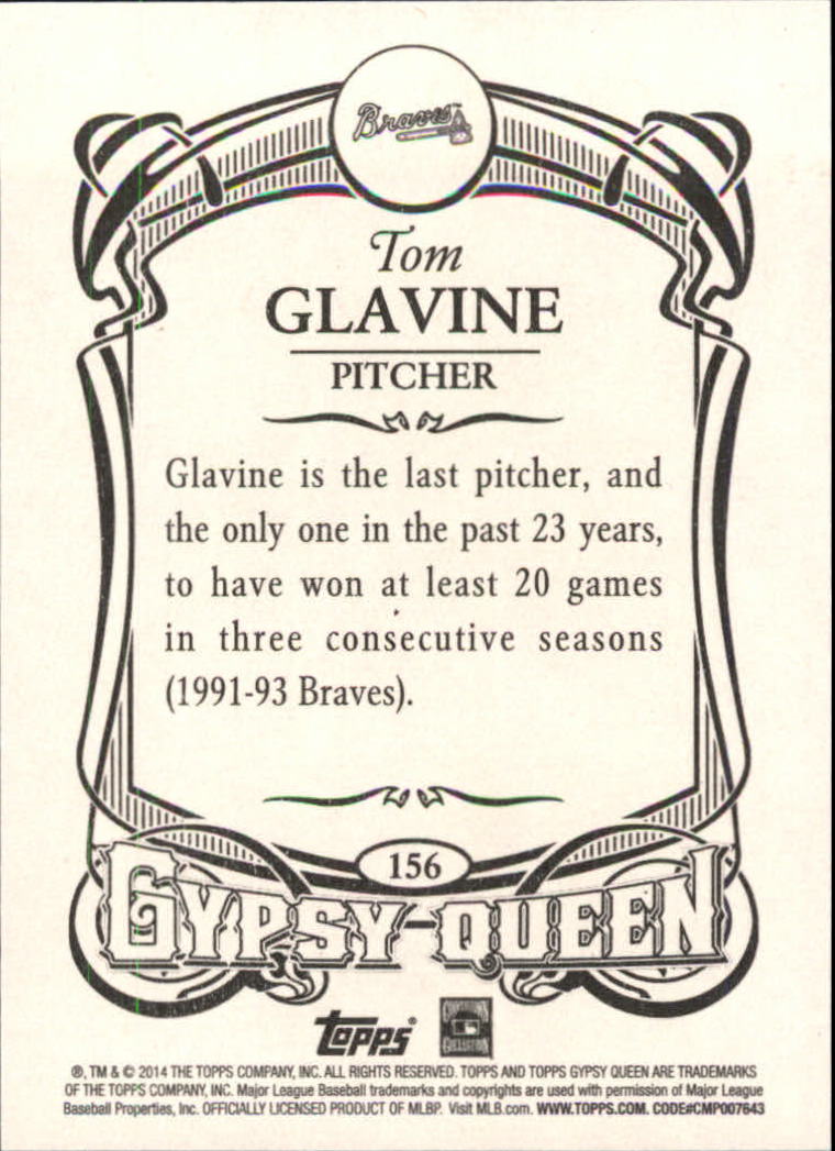2014 Topps Gypsy Queen Framed Blue #156 Tom Glavine back image
