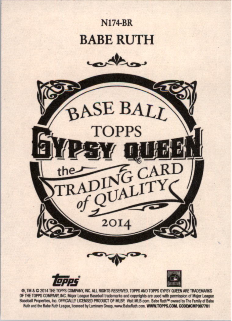 2014 Topps Gypsy Queen N174 Gypsy Queen #N174BR Babe Ruth back image