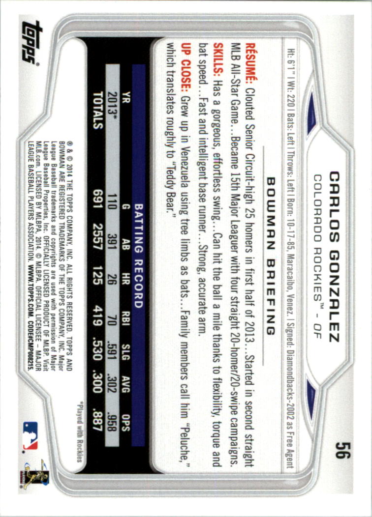 A0983- 2014 Bowman Hometown Baseball Card #s 1-220 -You Pick- 15+ FREE US SHIP - Picture 95 of 359