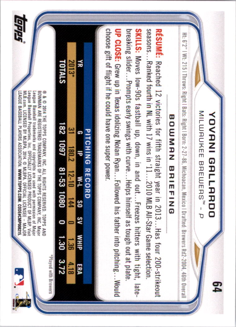 A0983- 2014 Bowman Hometown Baseball Card #s 1-220 -You Pick- 15+ FREE US SHIP - Picture 111 of 359