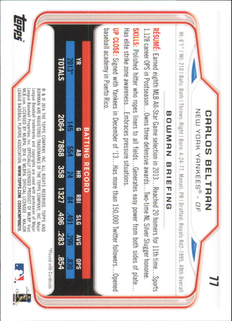 A0983- 2014 Bowman Hometown Baseball Card #s 1-220 -You Pick- 15+ FREE US SHIP - Picture 129 of 359