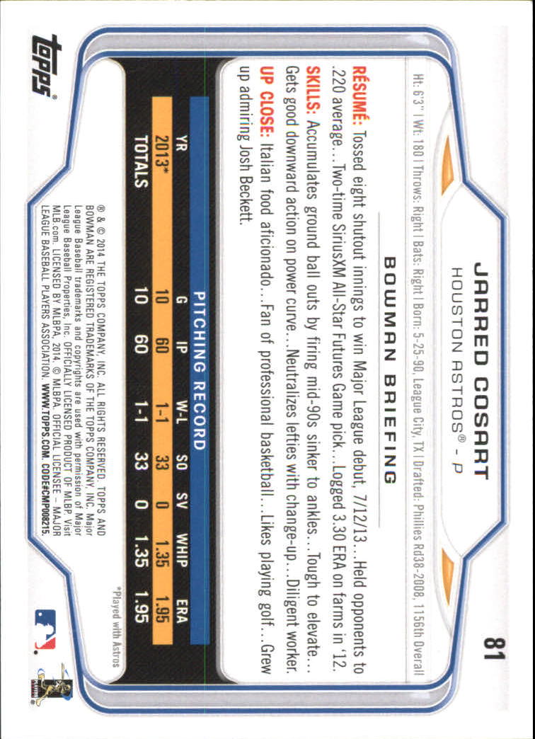 A0983- 2014 Bowman Hometown Baseball Card #s 1-220 -You Pick- 15+ FREE US SHIP - Picture 137 of 359