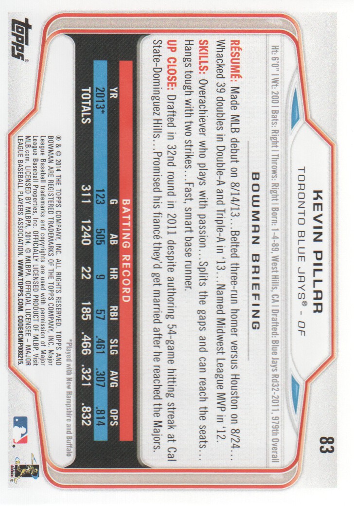 A0983- 2014 Bowman Hometown Baseball Card #s 1-220 -You Pick- 15+ FREE US SHIP - Picture 139 of 359
