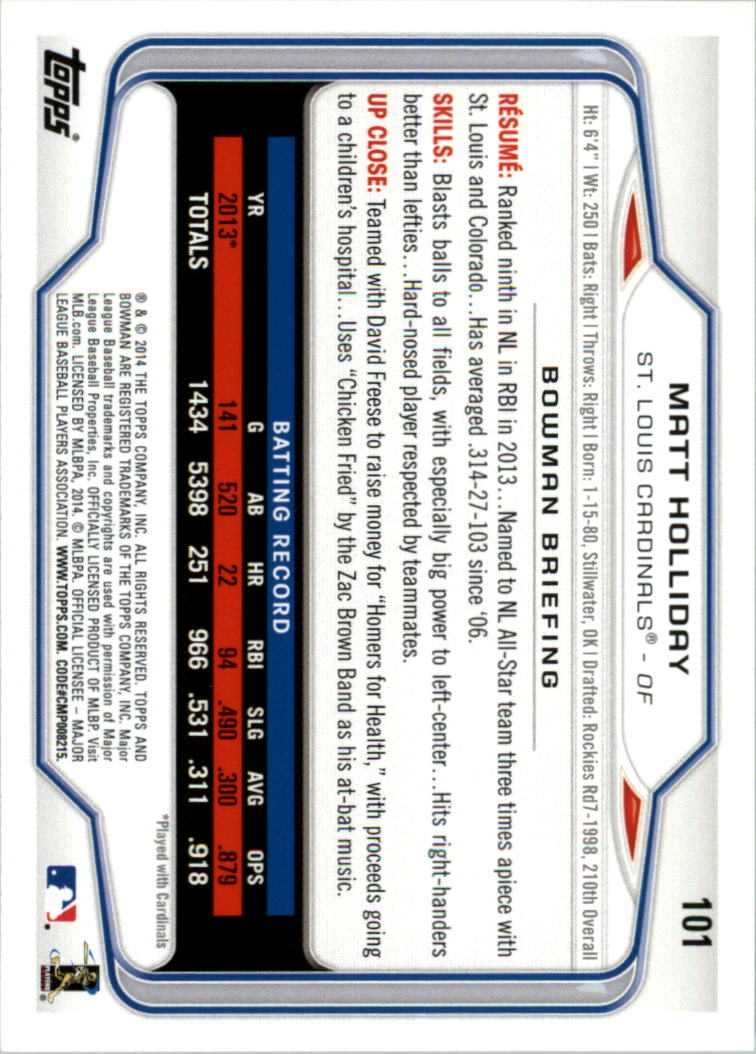 A0983- 2014 Bowman Hometown Baseball Card #s 1-220 -You Pick- 15+ FREE US SHIP - Picture 165 of 359