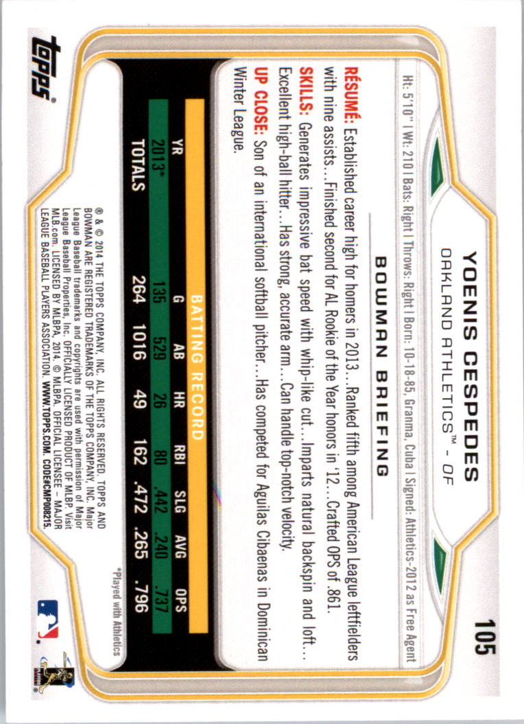 A0983- 2014 Bowman Hometown Baseball Card #s 1-220 -You Pick- 15+ FREE US SHIP - Picture 173 of 359