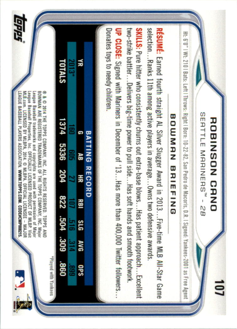 A0983- 2014 Bowman Hometown Baseball Card #s 1-220 -You Pick- 15+ FREE US SHIP - Picture 175 of 359