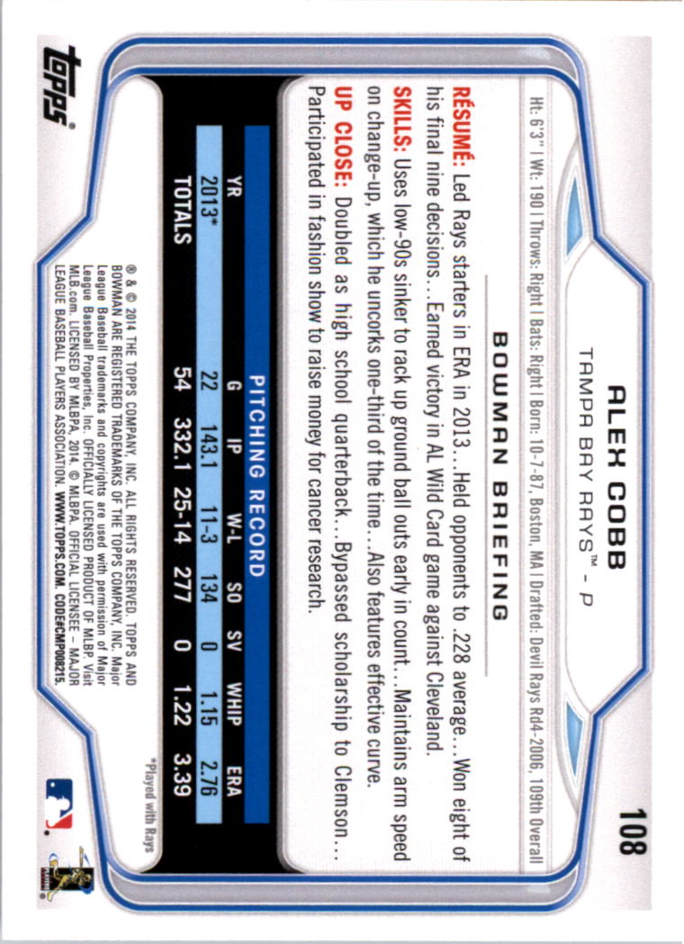 A0983- 2014 Bowman Hometown Baseball Card #s 1-220 -You Pick- 15+ FREE US SHIP - Picture 177 of 359