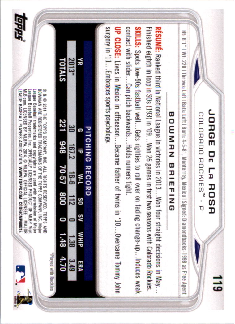 A0983- 2014 Bowman Hometown Baseball Card #s 1-220 -You Pick- 15+ FREE US SHIP - Picture 191 of 359