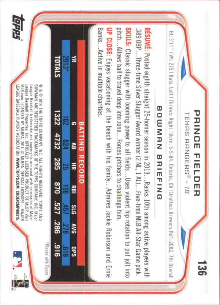A0983- 2014 Bowman Hometown Baseball Card #s 1-220 -You Pick- 15+ FREE US SHIP - Picture 221 of 359